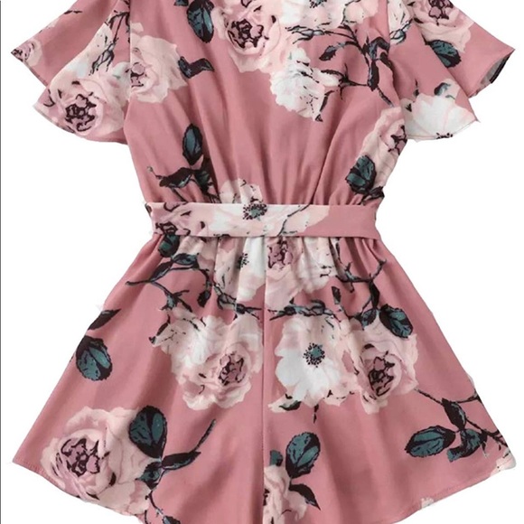 XL mauve floral romper NWT - Picture 2 of 3